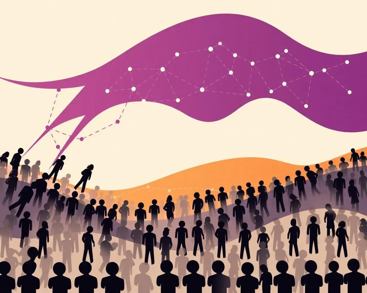 home hero movement b2g6ufdi Vector illustration of public sentiment converging into a movement
